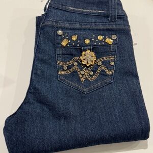 Twinkle Jeans Womens 5 ￼low Rise Straight Cut Beaded Pockets Pants